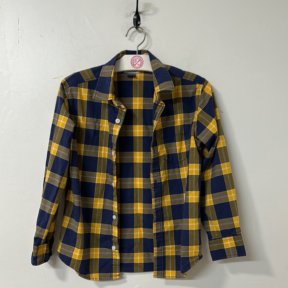 Old navy boys  Blue and Yellow Plaid Shirt - Picture 1 of 2